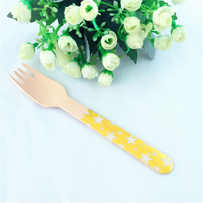 12 шт. звезда из золотой фольги деревянные столовые приборы блестящие березовые