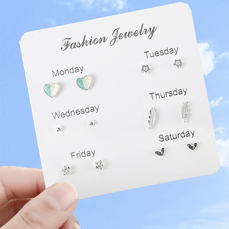 6 пар серьги гвоздики с кристаллами в виде звезд и Луны набор треугольные