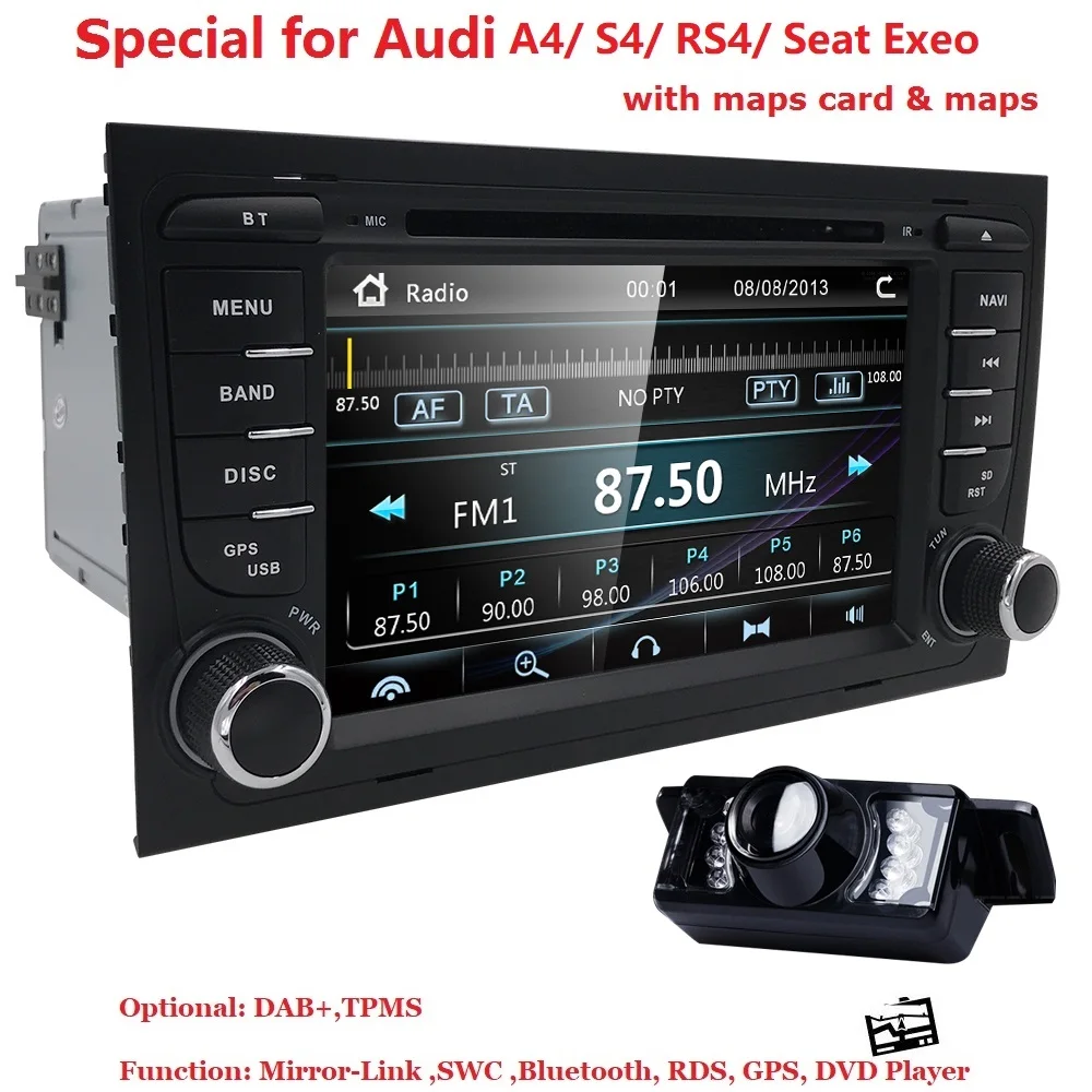 2 Din автомобильный DVD мультимедийный плеер для AUDI A4 S4 RS4 2002 2008 GPS навигация Радио