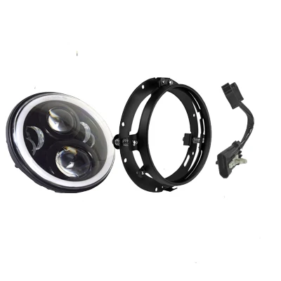Black lamp and ring " светодиодный налобный светильник DRL Hi/Low Beam проектор двигатель 4,5" противотуманный светильник для мотоцикла лампа для Harley Street Glide Road King Electra Glide - Цвет: Black lamp and ring