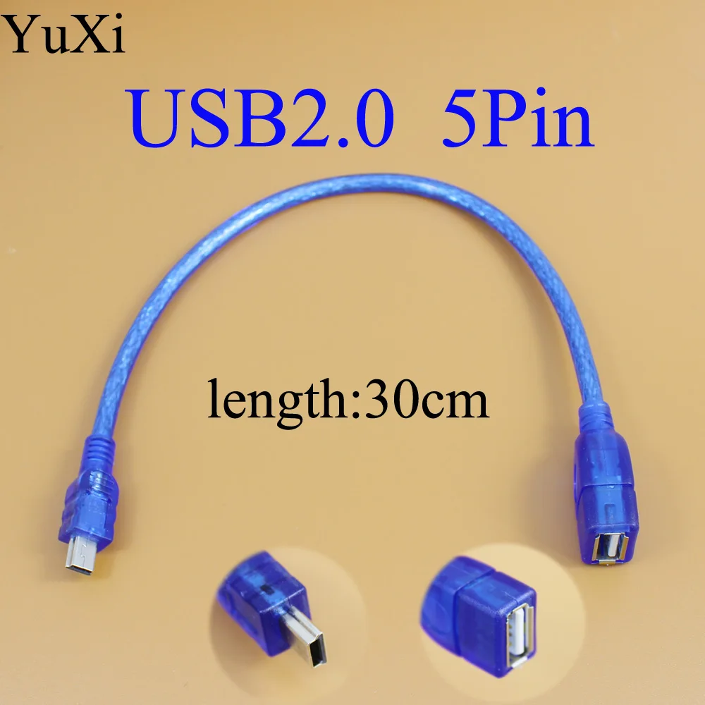 30 см 0 3 м USB 2 Женский к Мини Мужской кабель адаптер 5P OTG V3 порт для передачи данных