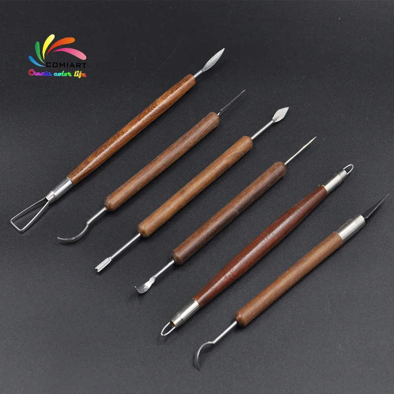 

6 PCS/Set Pottery Ceramics Tools Polymer Clay Modeling Tool Wax Carving Sculpt Tools Set