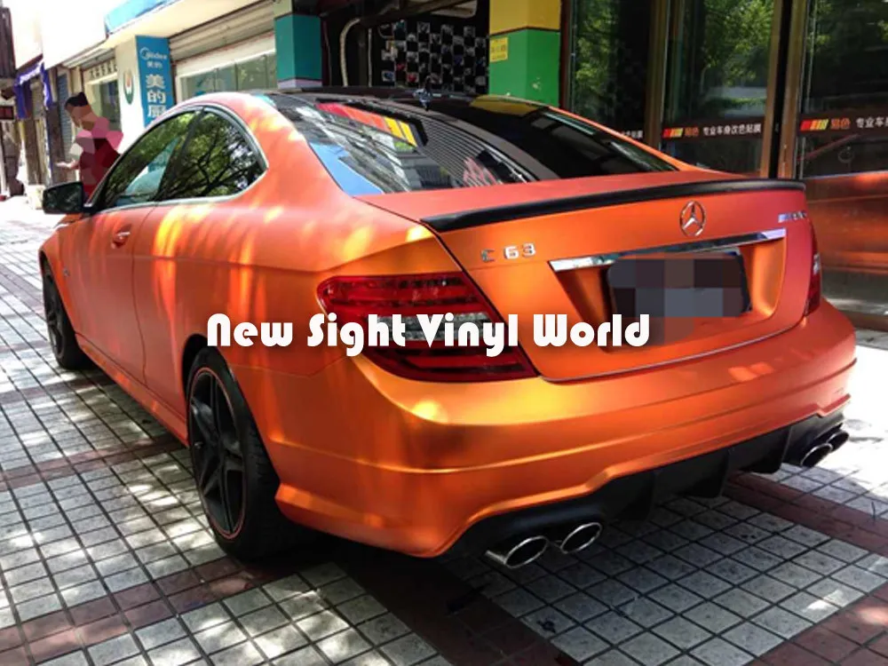 Высококачественная матовая хромированная оранжевая Автомобильная виниловая