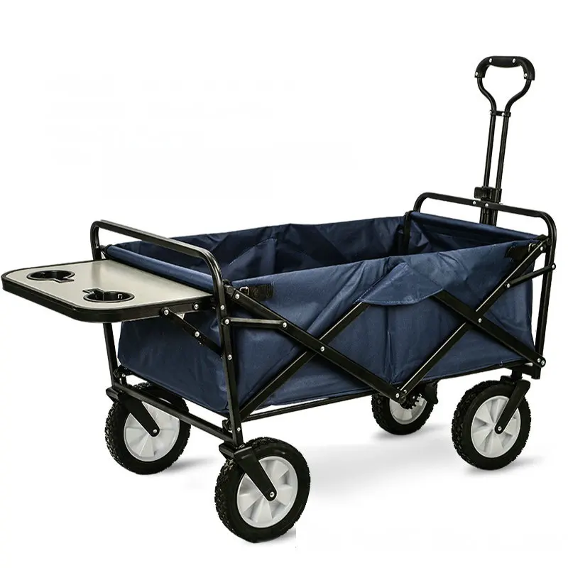 a10 Upgrade Household Portable Shopping Cart with Table, Steel Frame Outdoor Camping Cart, Folding Utility Wagon with Side Table - Цвет: a10
