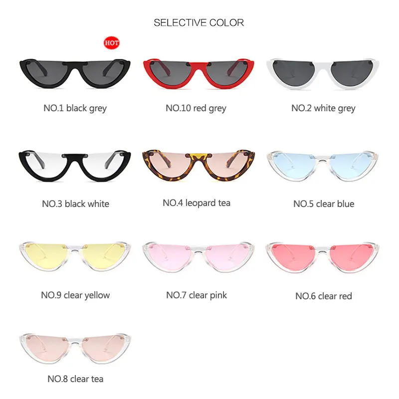 

Q Cat Eye Luxury Decoration Half Frame Unisex Sunglasses Transparent Colorful Goggles Brand Design Retro Personal Eyewear UV400