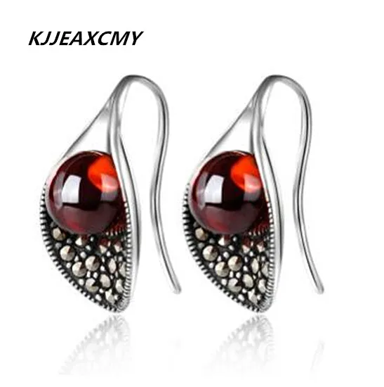 

KJJEAXCMY Fine Jewelry 925 Sterling Silver Garnet Earrings Calla Flower New Lady