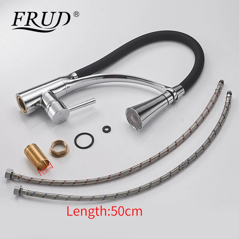 FRUD LED Light Kitchen Faucet Swivel Spout Pull Down Bathroom Sink Mixer Tap Deck Mount Hot Cold Water Taps Y40051 | Обустройство