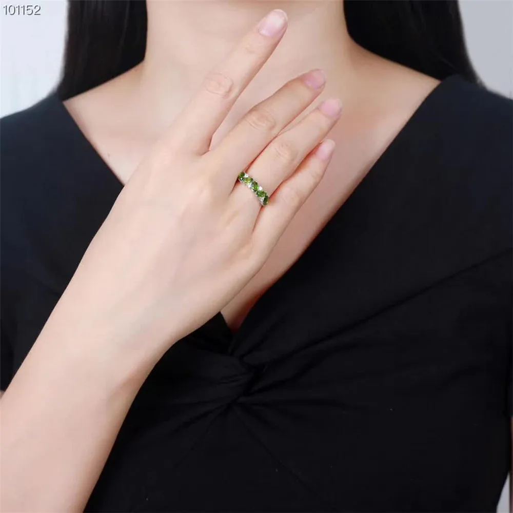 

new-designed fashionable 925 sterling silver natural green peridot gemstone adjustable ring for women party gift
