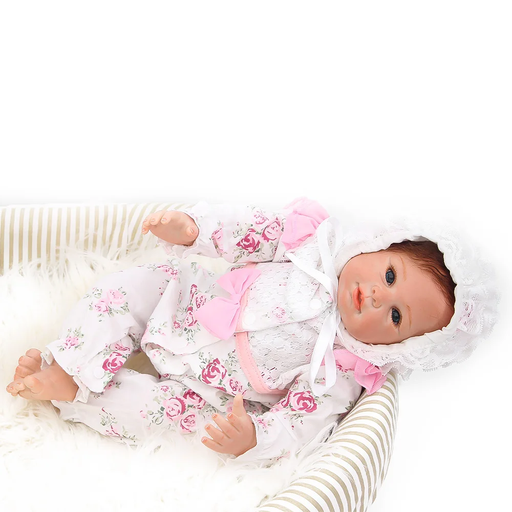 48cm 100% Comfortable boneca newborn lifelike baby reborn menina real silicone dolls and White hat for girls | Игрушки и хобби
