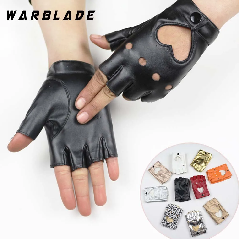 Модные женские кожаные перчатки WarBLade без пальцев со звездочками с вырезами