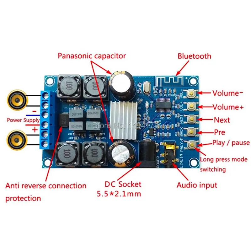 WQScosea Q8S351 DC 4 5 в 27 50Wx2 двухканальный усилитель плата модуль Bluetooth цифровой стерео не