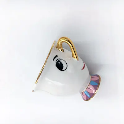 1 cup Новинка, чайный набор с героями мультфильмов, Красавица и чудовище, чайный горшок, чашка Mrs Potts, чип, кружка, чайник, молоко, кофе, креативный подарок на день рождения - Цвет: 1 cup