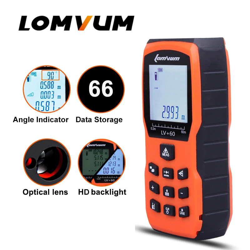 Lomvum LV-503 ручной лазерный дальномер 40 м 60 80 100 мини Клейкие Ленты диапазон Finder Diastimeter