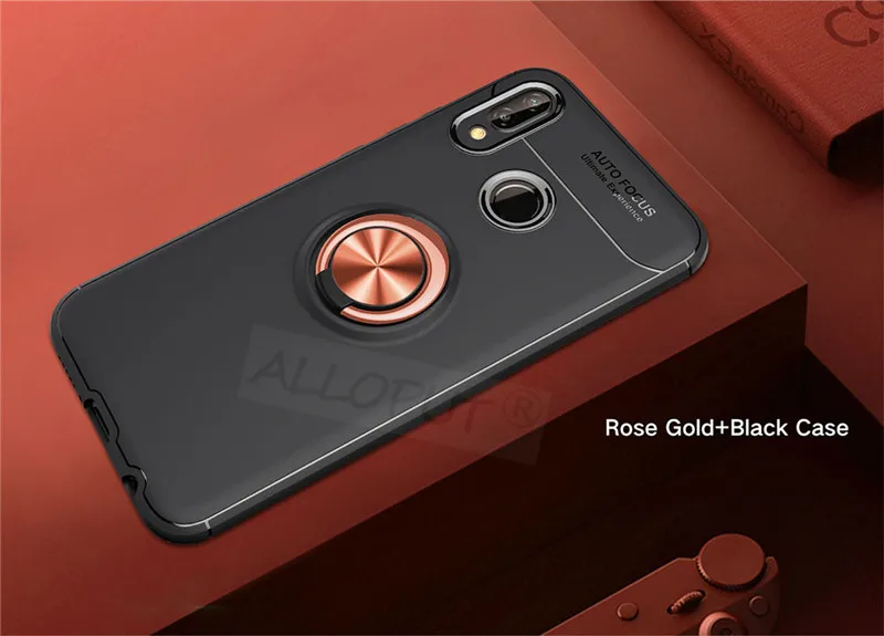 Black and Rose Gold Кольцо чехол на redmi note 7 5 pro 6a 4x Pocophone F1 Case силиконовый магнитный чехол для xiaomi mi 9t 9 SE mi 8 A2 lite чехлы чехол на ксиоми редми нот 7 5 про чехол сяоми ми 9т про 9 se ми а2 8 лайт чехол - Цвет: Black and Rose Gold