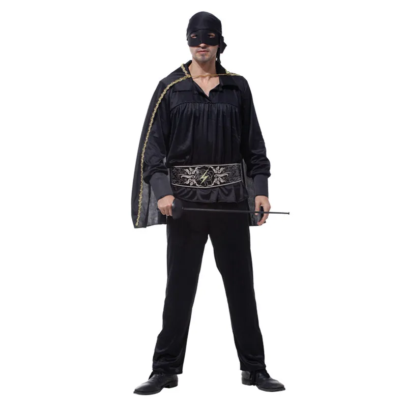 Взрослые мужчины герои в масках Рыцарь Воин Косплей Зорро костюм Фантазия