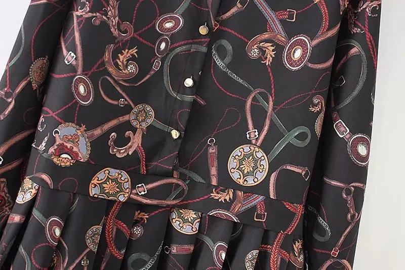 Za Для женщин Европейский цепи печати плиссированное платье с цветочным принтом