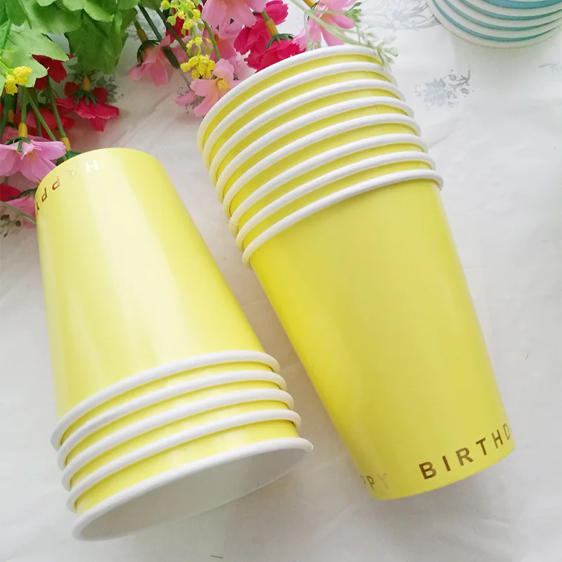 24 комплекта желтые и фольгированные бумажные тарелки стаканы с золотыми краями