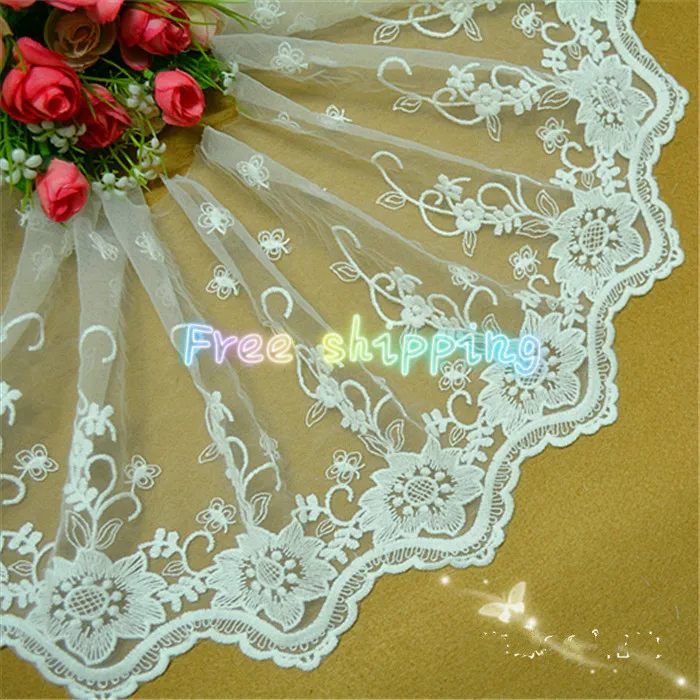 

Free shipping 5Yad/lot Cotton Gauze Embroidery Lace Garment Accessories 22 cm