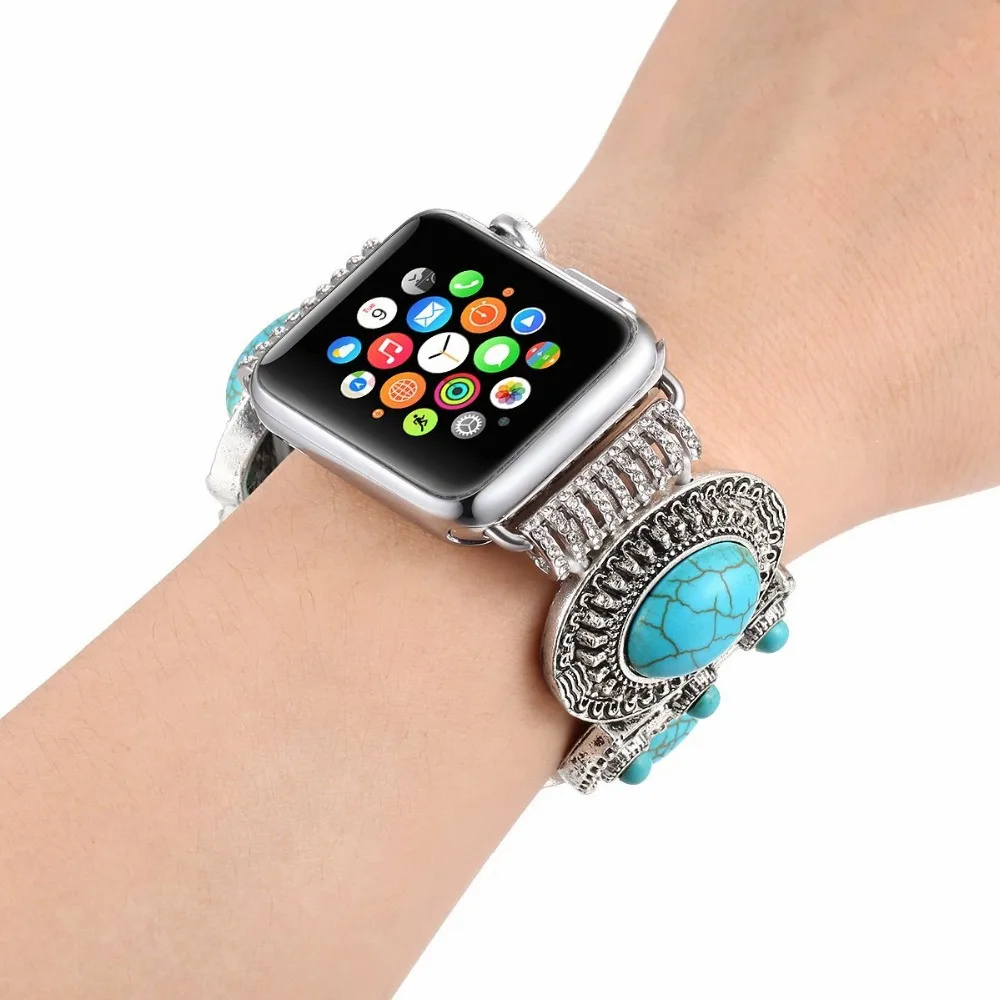 Ремешок бирюзовый в античном этническом стиле для apple watch band 42/38 мм браслет iwatch series