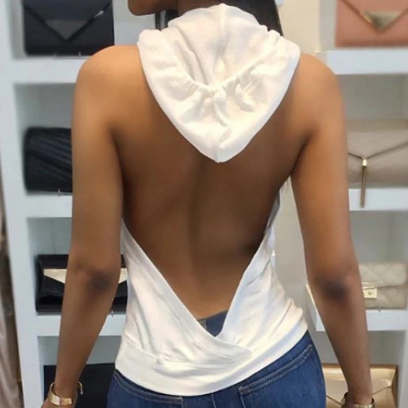 Повседневная футболка Женская 2019 без рукавов с сексуальным свободная толстовка