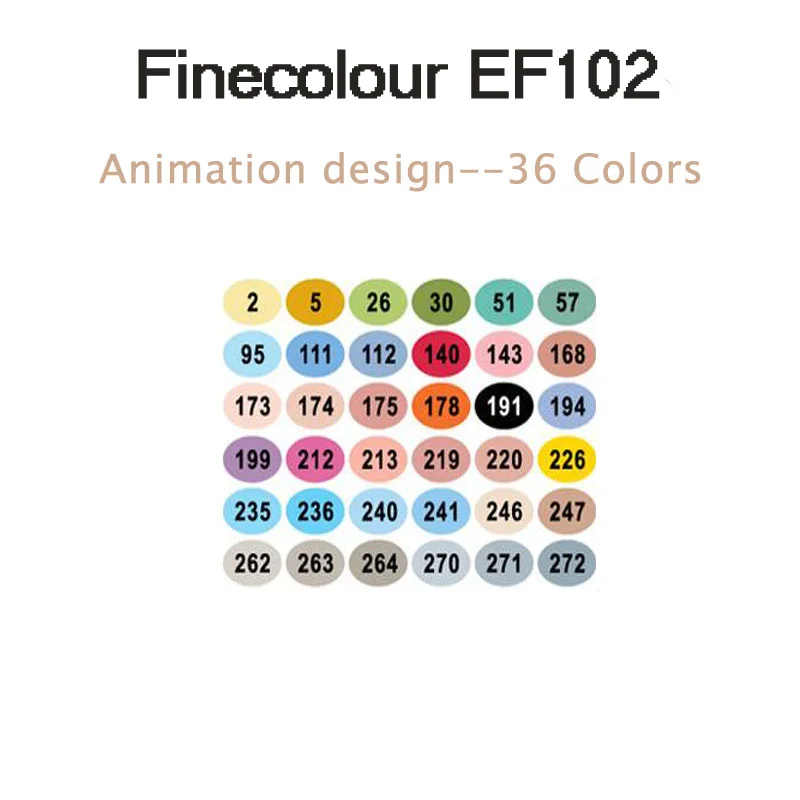 Finecolour EF102 двухсторонняя кисть для рисования 36/72/160 мягкая фломастера рисовать Архитектура/одежда/Промышленность/Дизайн интерьера - Цвет: 36  animation EF102