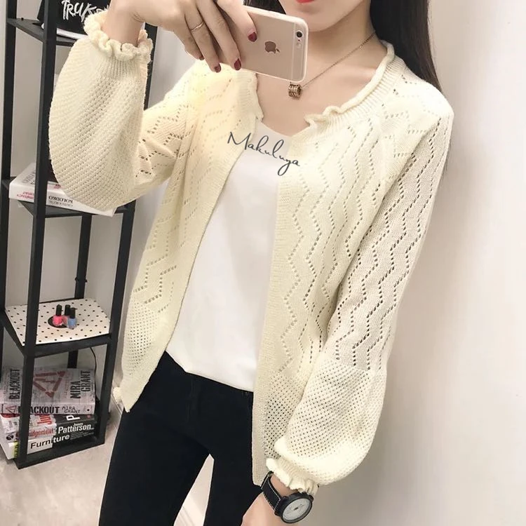 Spring autumn women solid color Sweater female outerwear short sweater lady style long sleeve Knitting Cardigan coat QW |