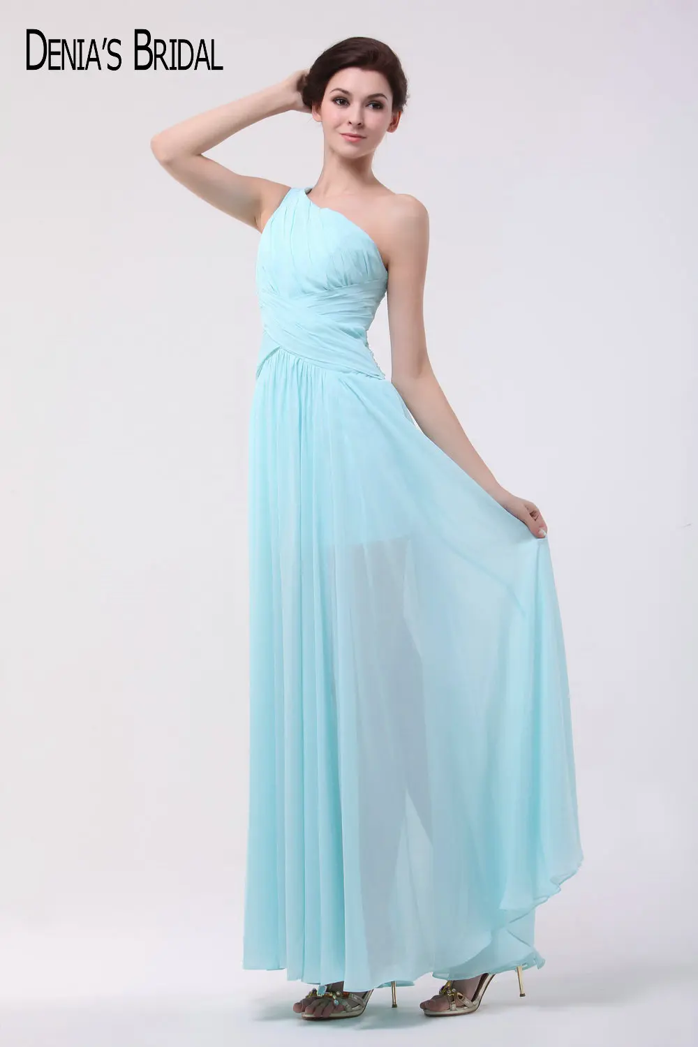 Женское шифоновое платье подружки невесты Элегантное Длинное Зеленое Платье с