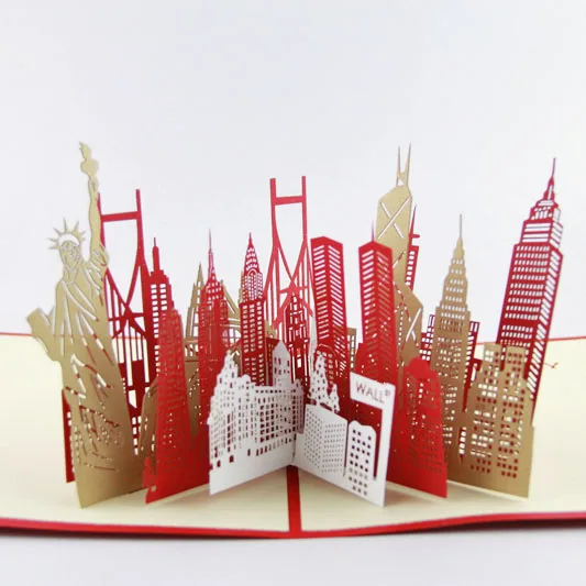 Карта силуэта нью йорка/3D карта kirigami/поздравительные открытки ручной работы