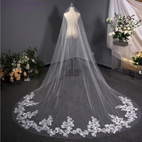 3 meters white ivory cathedral mantilla new wedding veils long applique edge bridal veil with comb wedding accessories