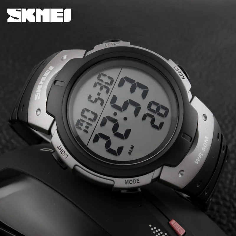 Бренд SKMEI 1068, мужские спортивные часы, модные, повседневные, Chronos, обратного отсчета, мужские, водонепроницаемые, светодиодный, цифровые наручные часы, мужские, военные часы - Цвет: titanium