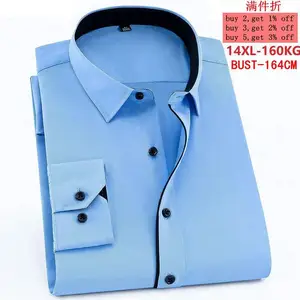 Зимняя мужская формальная рубашка большого размера с длинными рукавами и отворотом 10XL 11XL 12XL 13XL 14XL Осенняя однобортная рабочая одежда синего и белого цвета