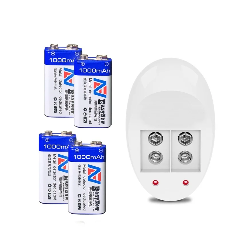 

4pcs/lot 1000mAh Li-ion 9 V Rechargeable Batteries+9v Battery charger