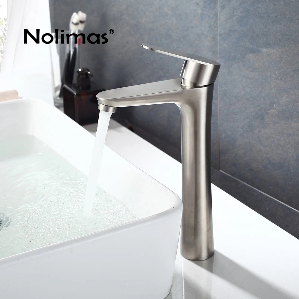 

Bathroom Baisn Faucet 304 Stainless Steel Brushed Toilet Tall Faucet Ceramic Plate Spool Basin Mixer Tap With Hot Cold Water