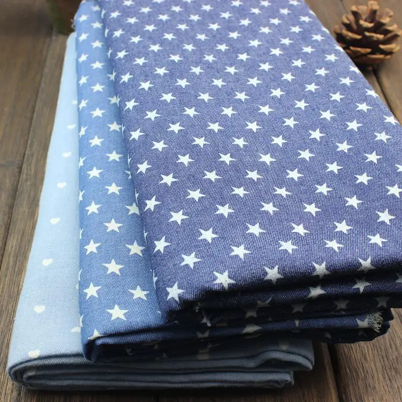 Pure cotton denim fabrics Cotton printing micro spring water to wash jeans diy handmade quilts garment accessories 1.45*1m | Дом и сад