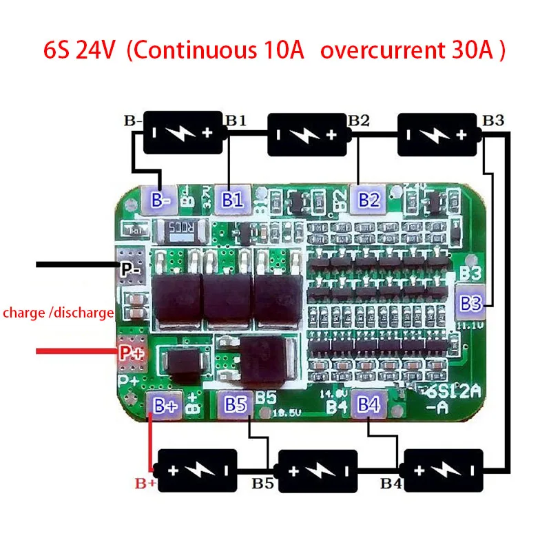 6S 25 2 V 7S 29 4 литиевая батарея BMS защитная плата 24V li ion Lipo PCB 6A 18650 PCM модуль защиты