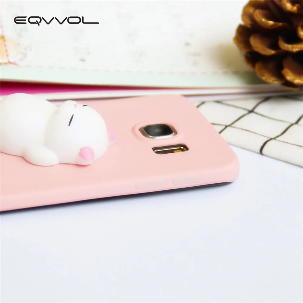 Eqvvol 3D Squishy Cute Cat Phone Case For Samsung Galaxy S9 S8 Plus S7 S6 Edge S5 Note 8 5 4 j5 J7 Cases Stress Reliever Cover |