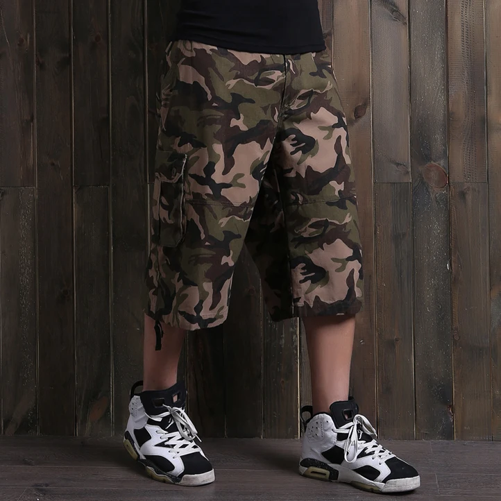 Мужские камуфляжные шорты-карго Зеленые рабочие шорты армейского зеленого цвета