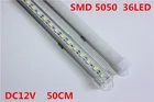10 шт. * 50 см, оптовая продажа с завода, 50 см, 12 В постоянного тока, 36 SMD 5050, Жесткая светодиодная лента, U-образный алюминиевый корпус + крышка для ПК
