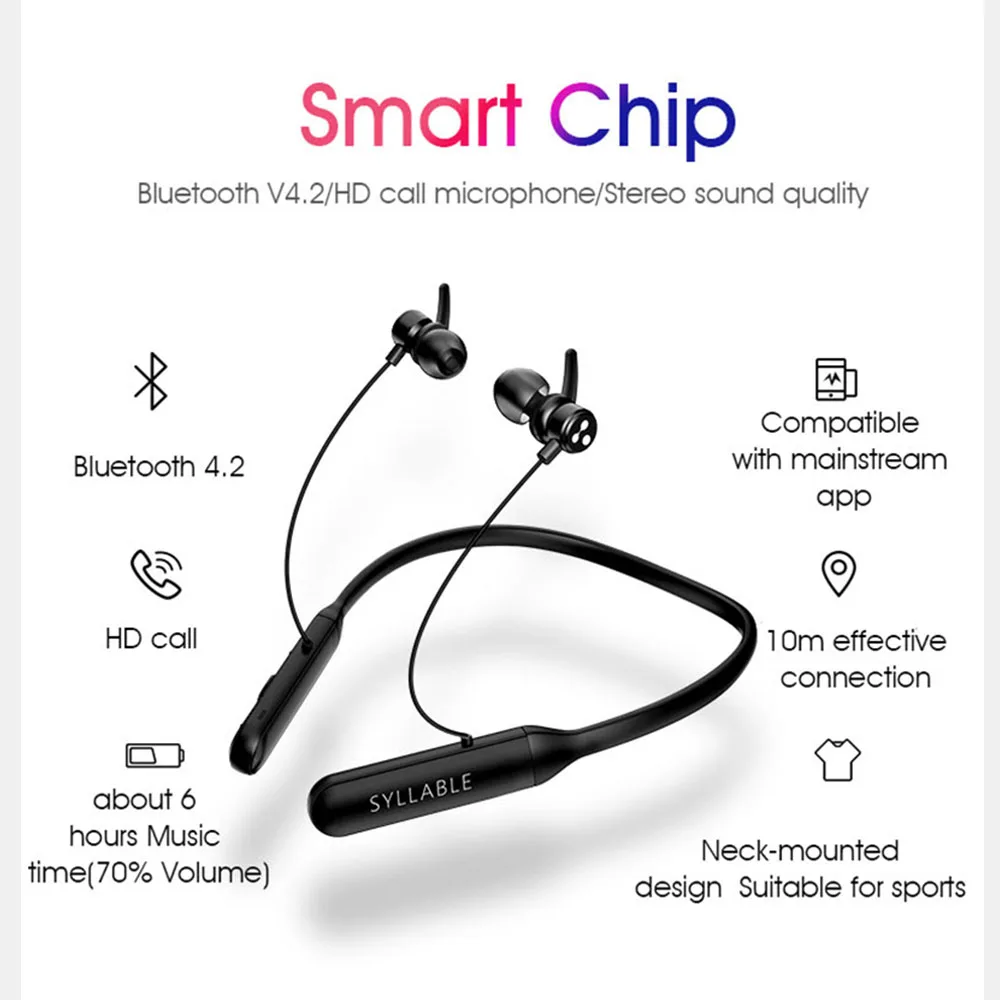 2020 оригинальные наушники SYLLABLE Q3 6 часов Bluetooth V4.2 беспроводные стерео магнитные 100