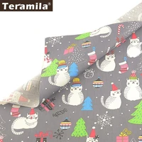 teramila home textile cat animal design christmas style 100 cotton fabric tissu tecido diy bed sheet cloth sewing fat quarters