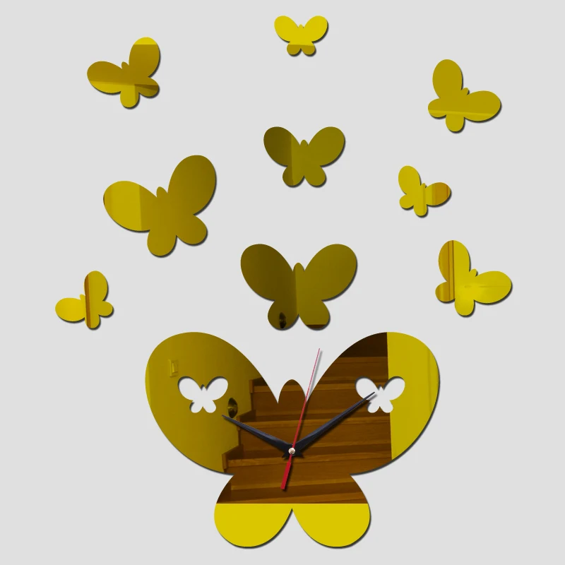 Горячая продажа акриловых зеркал 3d настенные часы diy stickersгостиная кварцевые геометрические иглы современный дизайн украшения