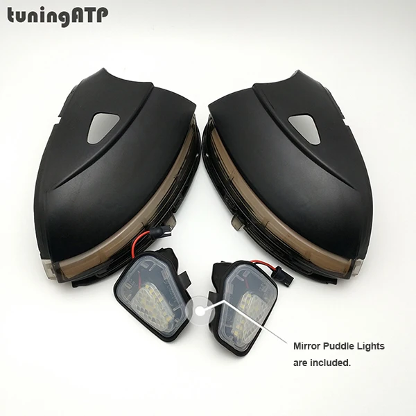 With Puddle Lights TuningATP Копченый светодиодный крыло индикатор для зеркала динамический последовательный сигнал поворота лампы для Volkswagen Passat B7 CC Scirocco 1K8 Eos - Испускаемый цвет: With Puddle Lights