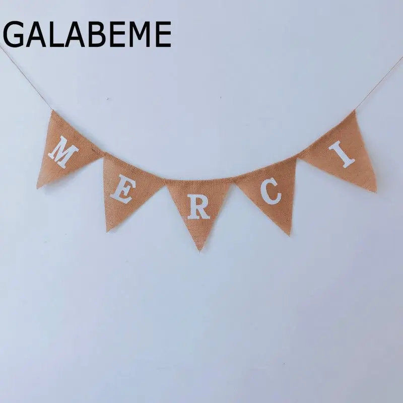 Galabeme Thank You Merci баннер Натяжные флаги здесь Свадебные украшения для свадебной