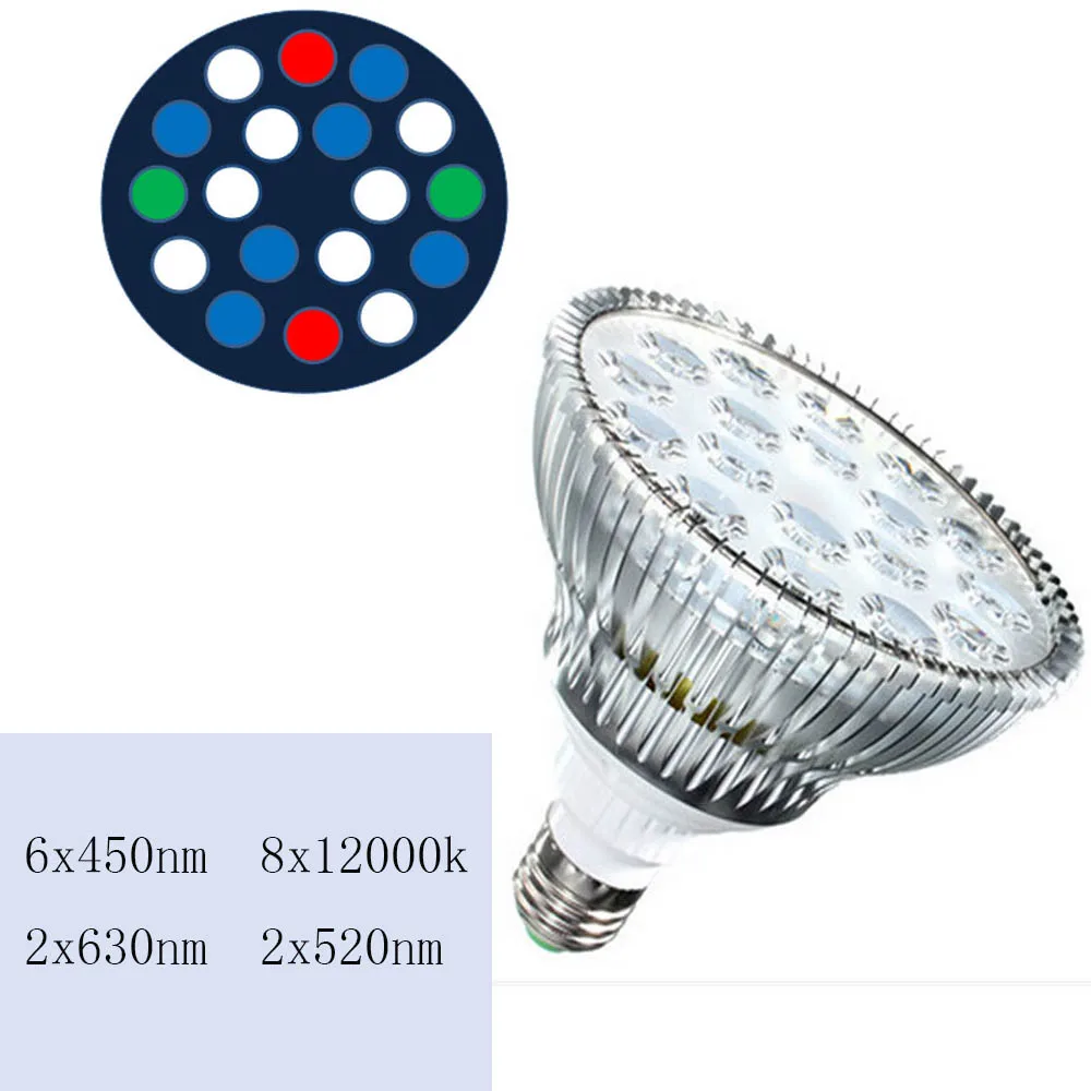 18B Полный Спектр 54 Вт LED Аквариума Свет Коралловых Рифов Пресноводных Refugiums E27 SPS LPS Кораллы Растут Лампы PAR38 Тропических Рыб лампы - Цвет: 18B