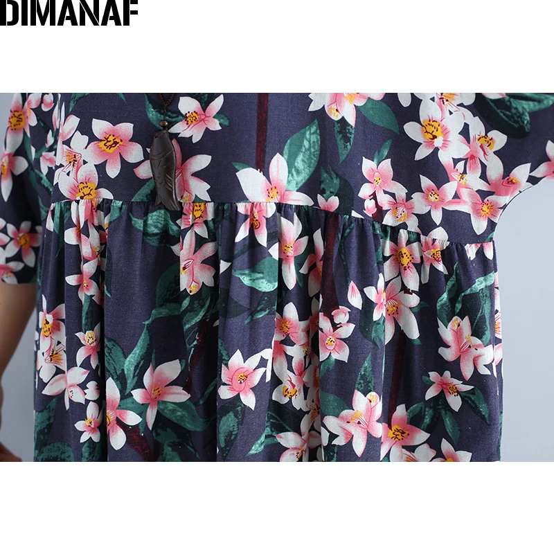 DIMANAF плюс размер женское пляжное платье больших размеров хлопковый женский