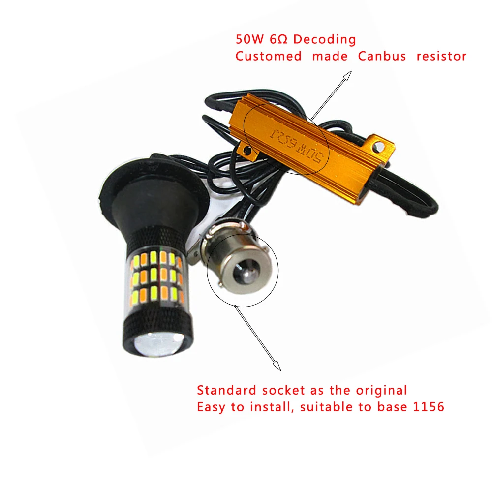 2 комплекта (4 шт.) 1156 P21W BA15S BAU15S 4014 60 SMD Canbus янтарные/белые светодиодный ные лампы