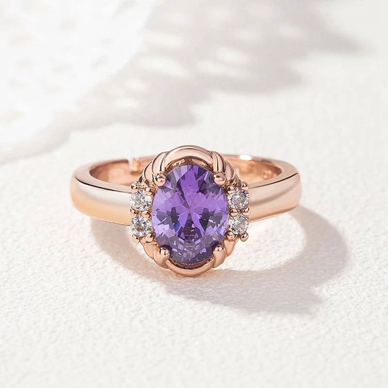 Фиолетовый Bague Ringen женские кольца 925 пробы серебряные ювелирные изделия кольцо красный Изумрудный зеленый фиолетовое кольцо из циркона обручальное ювелирное изделие для свадьбы - Цвет камня: Фиолетовый
