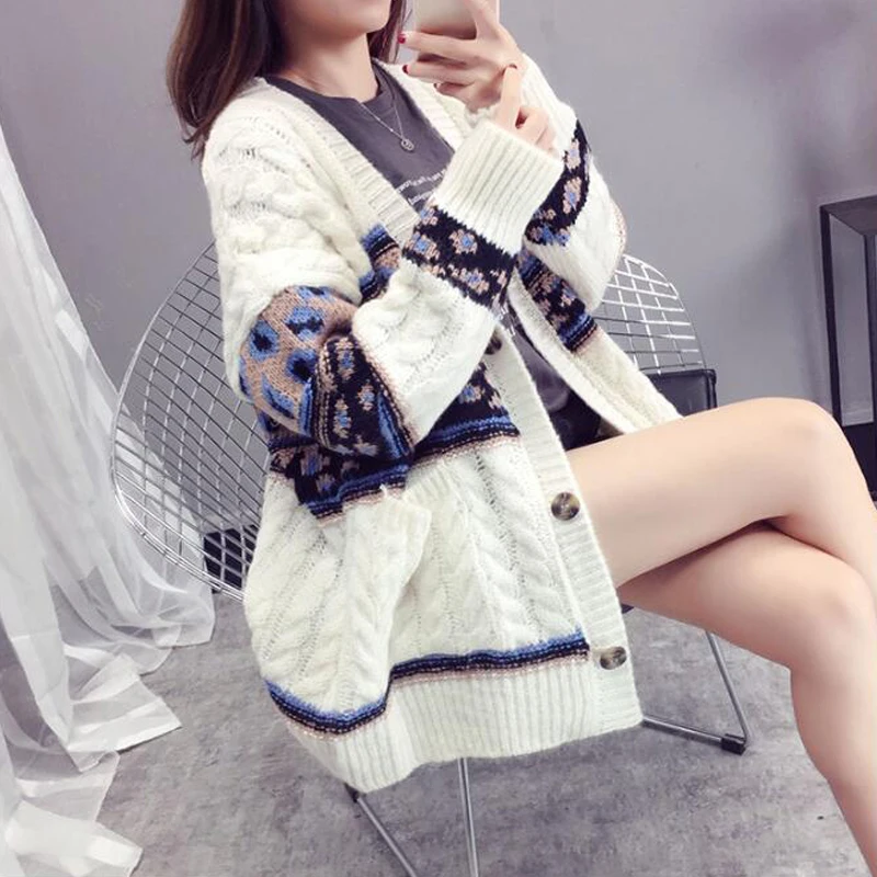 Shellsuning свитер женский Осень Зима пуговицы Harajuku Boho трикотажные кардиганы