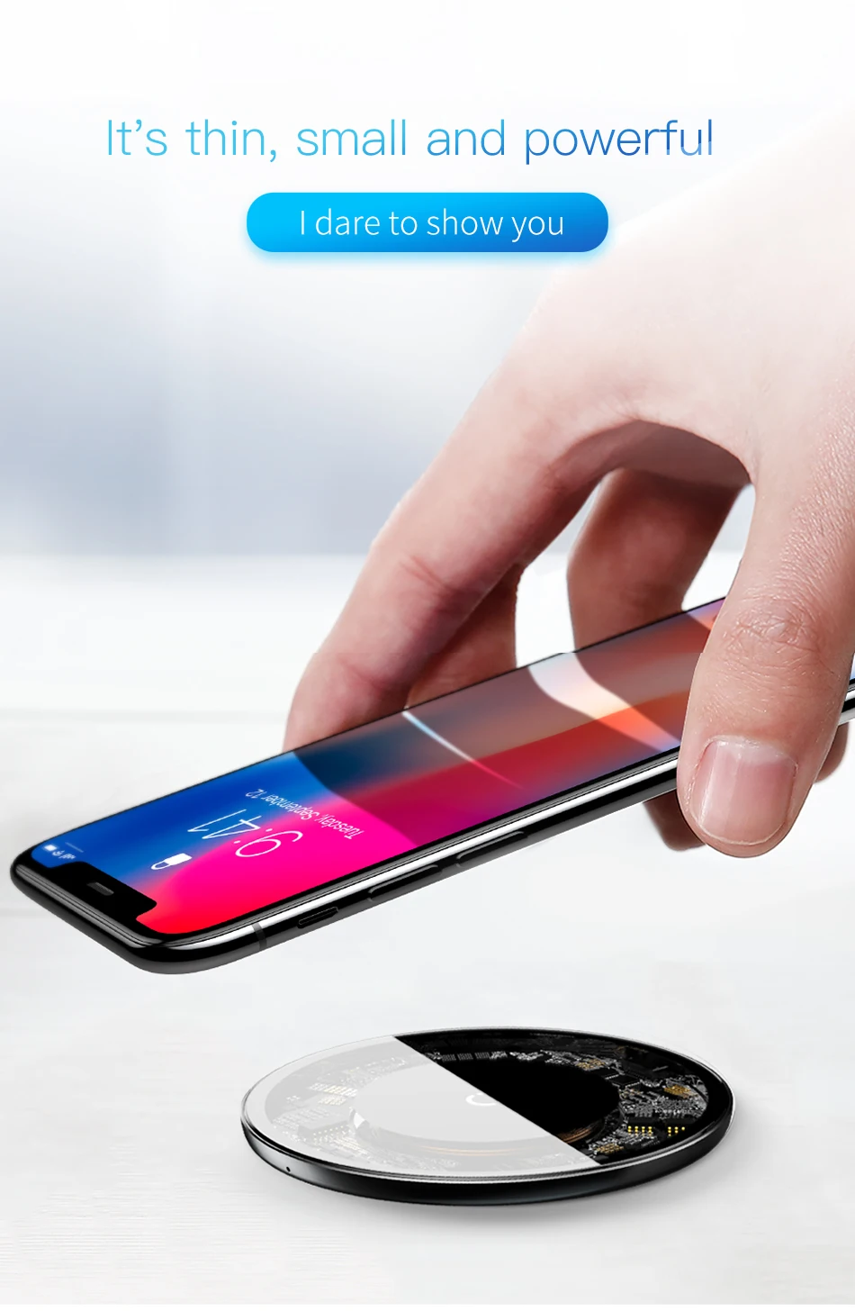 Baseus 10 Вт Qi Беспроводной Зарядное устройство для iPhone X/XS Max XR, 8, 8 Plus, видимый быстро Беспроводной зарядного устройства для samsung S8 S9/S9+ Note 9 8