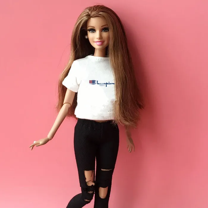 Коричневый Комплект одежды из 2 предметов для куклы blyth 1/6 футболка+ штаны для куклы blyth jean, комплект одежды для куклы Барби, аксессуары для 1/6 - Цвет: Коричневый